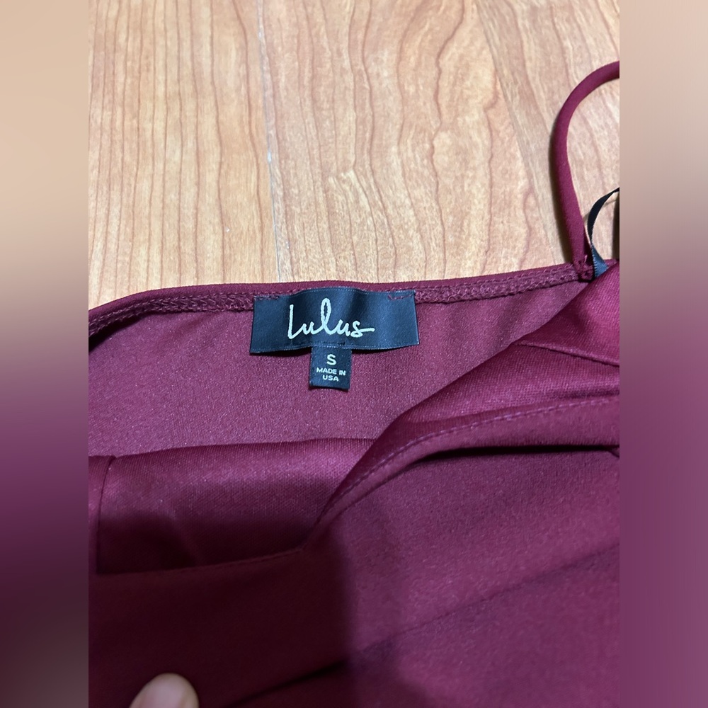 Lulu’s Forever Your Girl Wine Red Bodycon Dress, Size Small - Picture 7 of 10